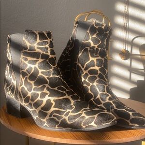 Faux calf hair booties